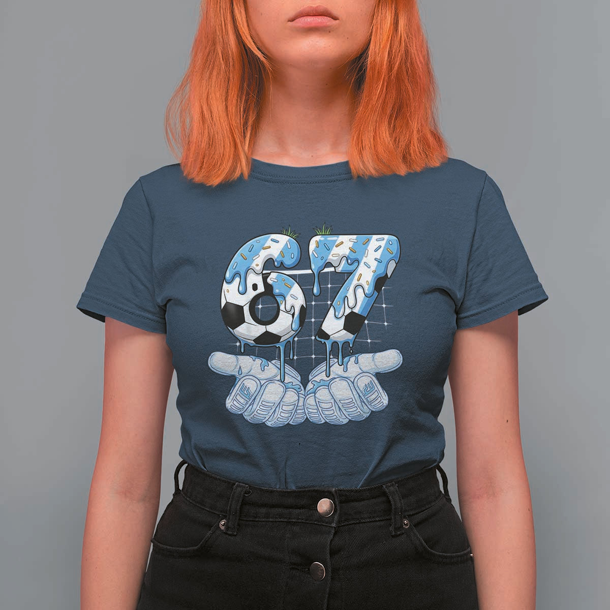 Funny Argentina Six Seven Football Meme T Shirt For Women Gen Alpha Soccer Fan