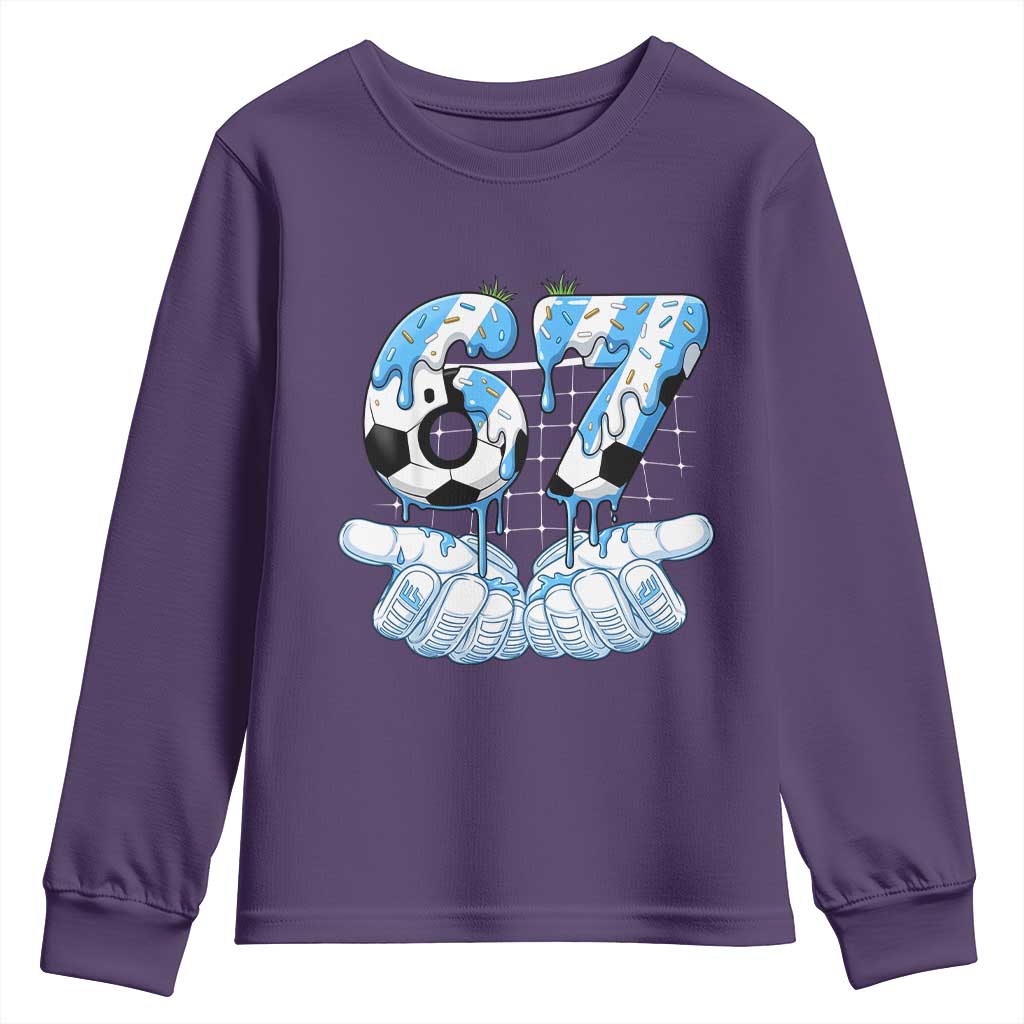 Funny Argentina Six Seven Football Meme Youth Sweatshirt Gen Alpha Soccer Fan
