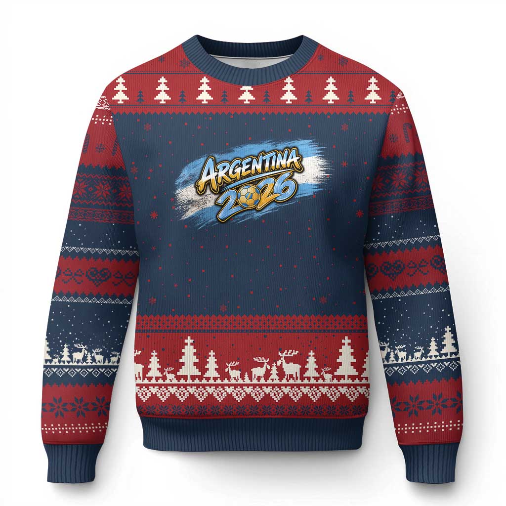 Vintage Argentina Soccer Pride 2026 Graphic Ugly Christmas Sweater