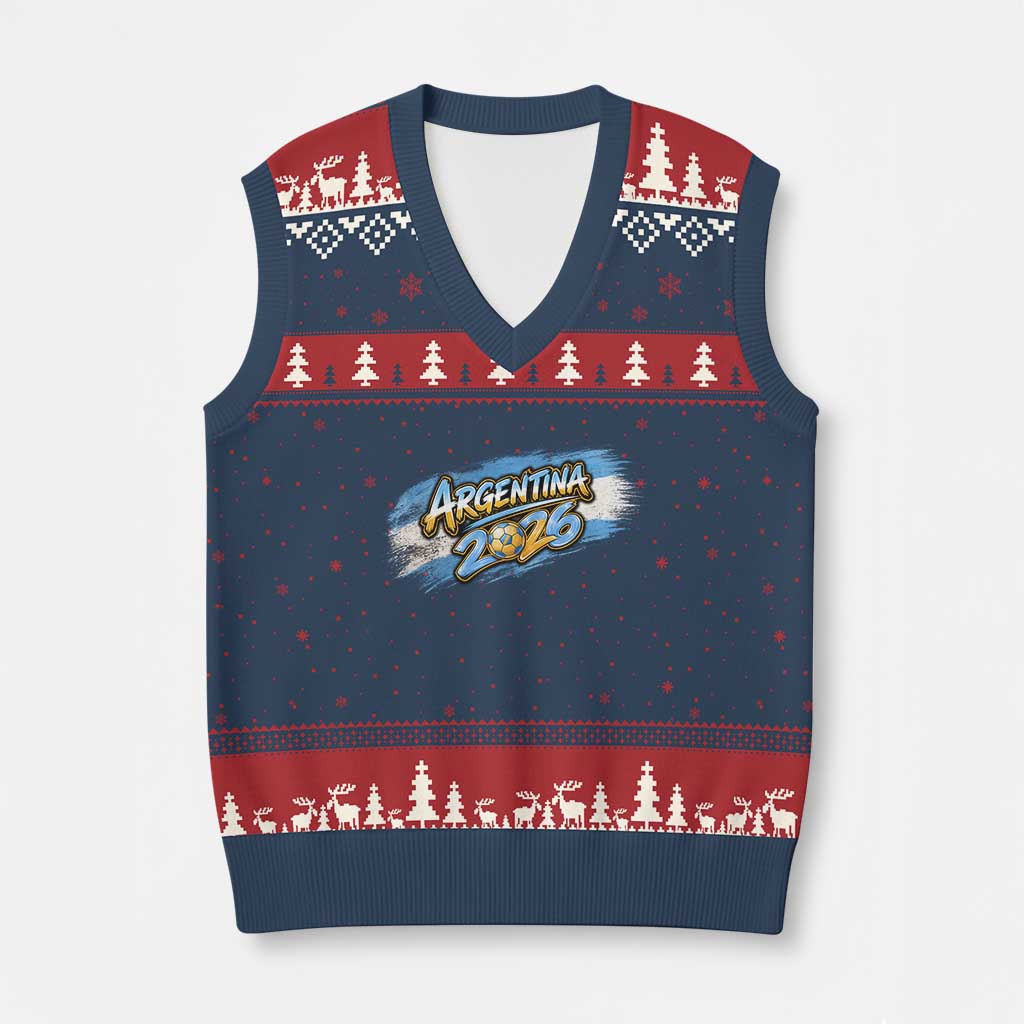 Vintage Argentina Soccer Pride 2026 Graphic V-Neck Knit Sweater Vest