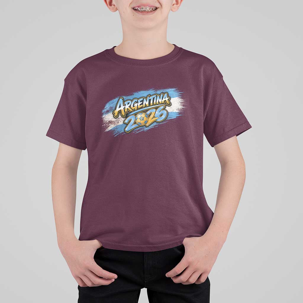Vintage Argentina Soccer Pride 2026 Graphic T Shirt For Kid