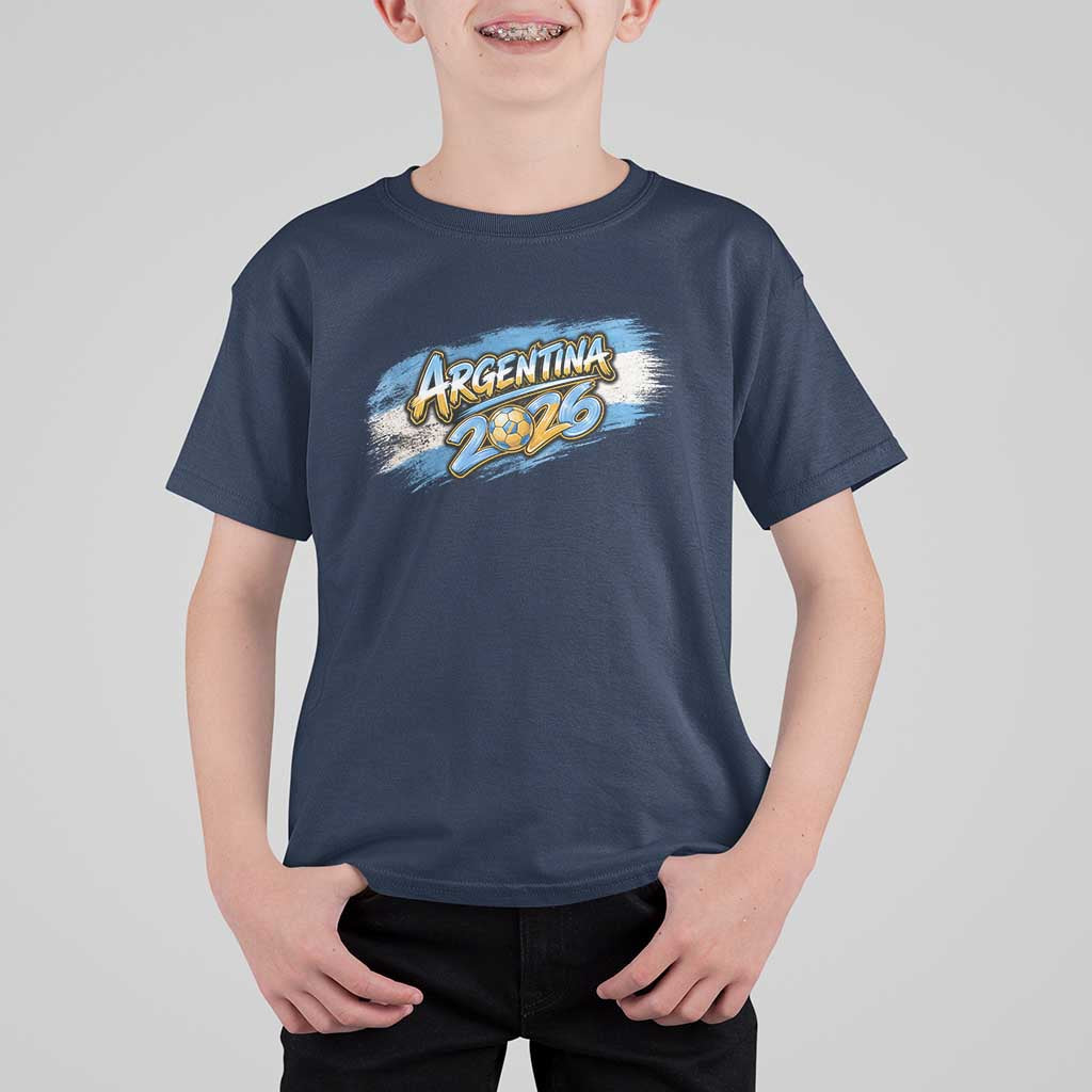 Vintage Argentina Soccer Pride 2026 Graphic T Shirt For Kid