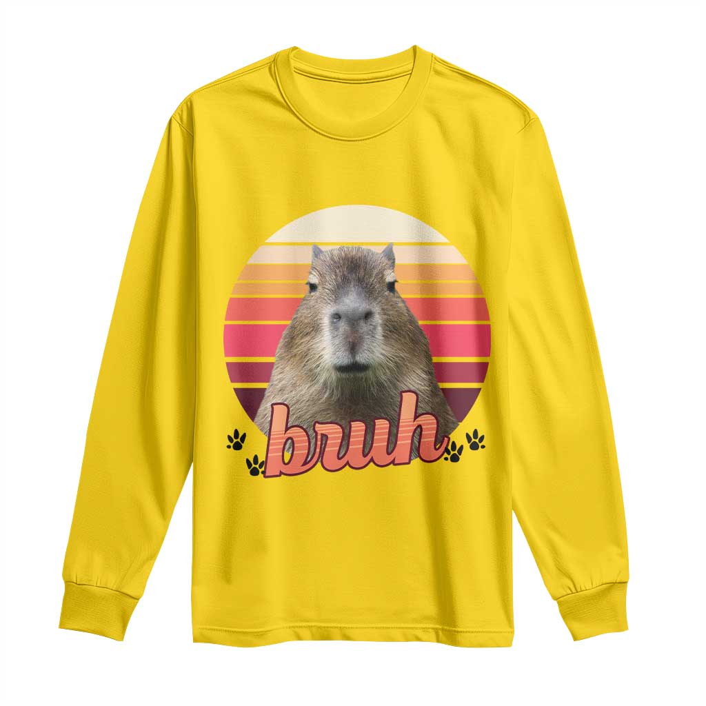 Capybara Lover Long Sleeve Shirt Funny Bruh Meme Animal Humor Gift - Wonder Print Shop