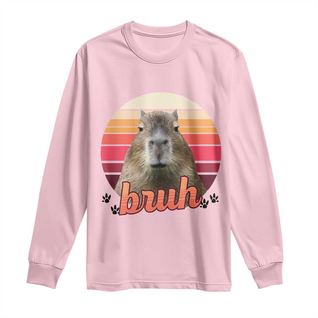 Capybara Lover Long Sleeve Shirt Funny Bruh Meme Animal Humor Gift - Wonder Print Shop