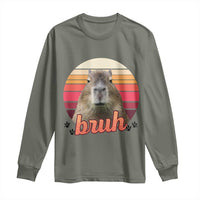 Capybara Lover Long Sleeve Shirt Funny Bruh Meme Animal Humor Gift - Wonder Print Shop