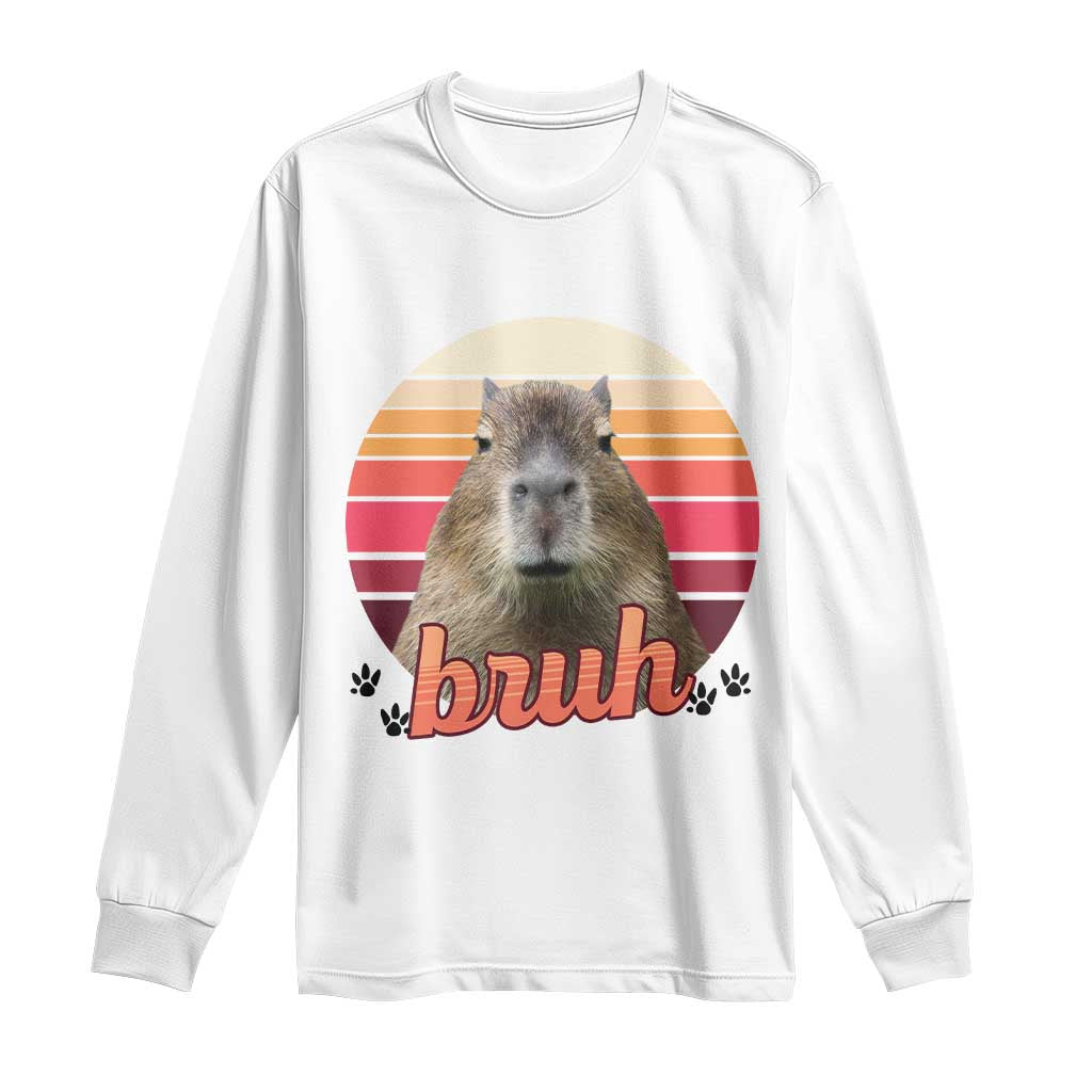 Capybara Lover Long Sleeve Shirt Funny Bruh Meme Animal Humor Gift - Wonder Print Shop