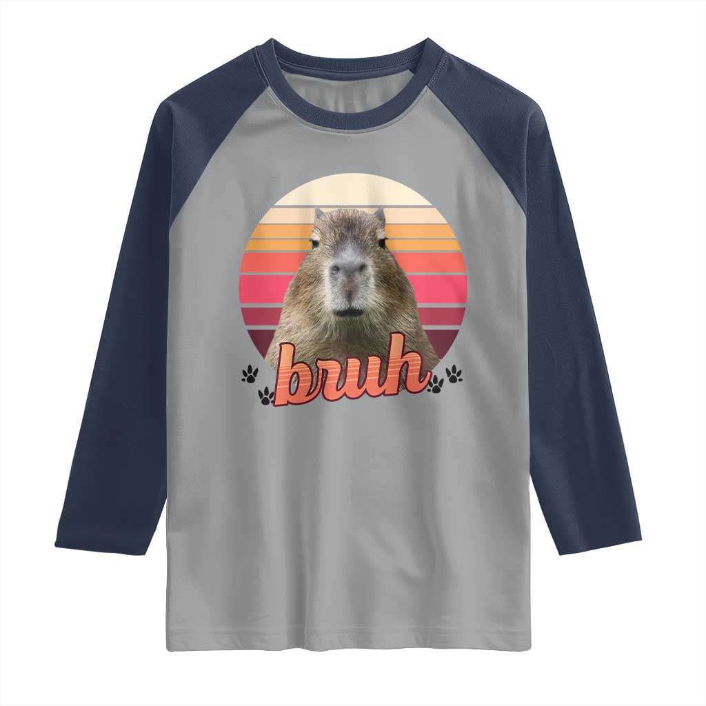 Capybara Lover Raglan Shirt Funny Bruh Meme Animal Humor Gift - Wonder Print Shop