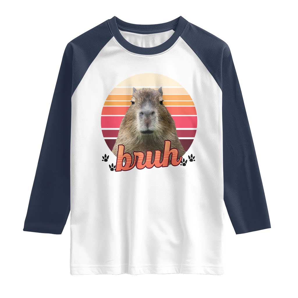 Capybara Lover Raglan Shirt Funny Bruh Meme Animal Humor Gift - Wonder Print Shop