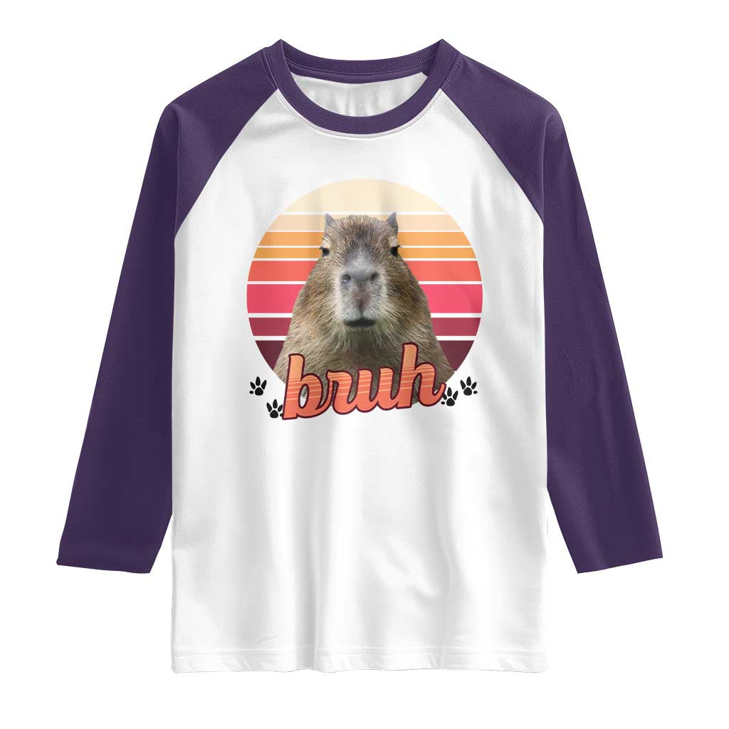 Capybara Lover Raglan Shirt Funny Bruh Meme Animal Humor Gift - Wonder Print Shop