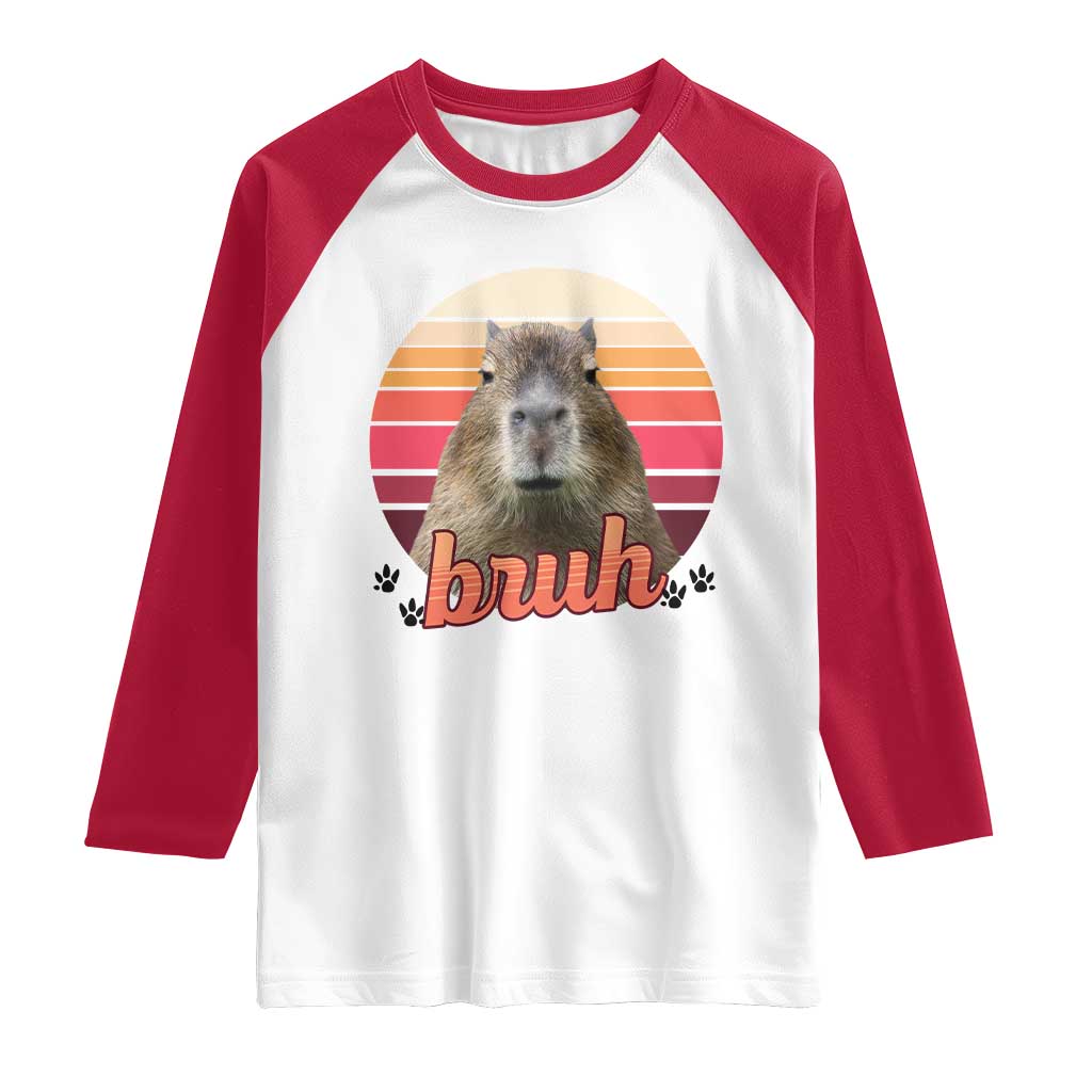Capybara Lover Raglan Shirt Funny Bruh Meme Animal Humor Gift - Wonder Print Shop