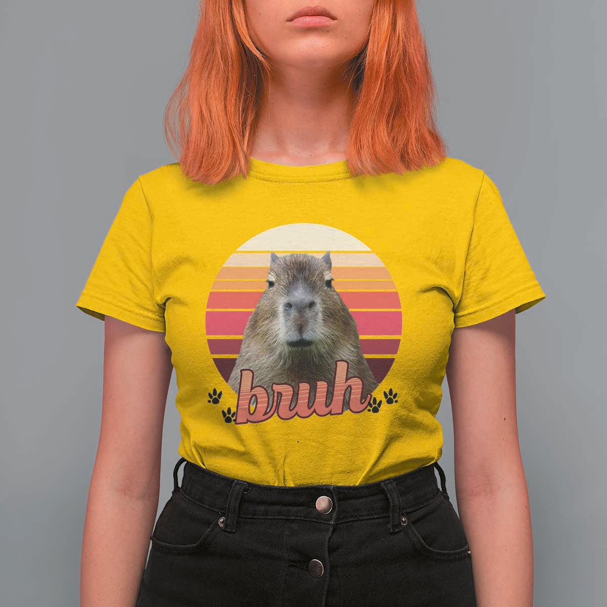 Capybara Lover T Shirt For Women Funny Bruh Meme Animal Humor Gift - Wonder Print Shop