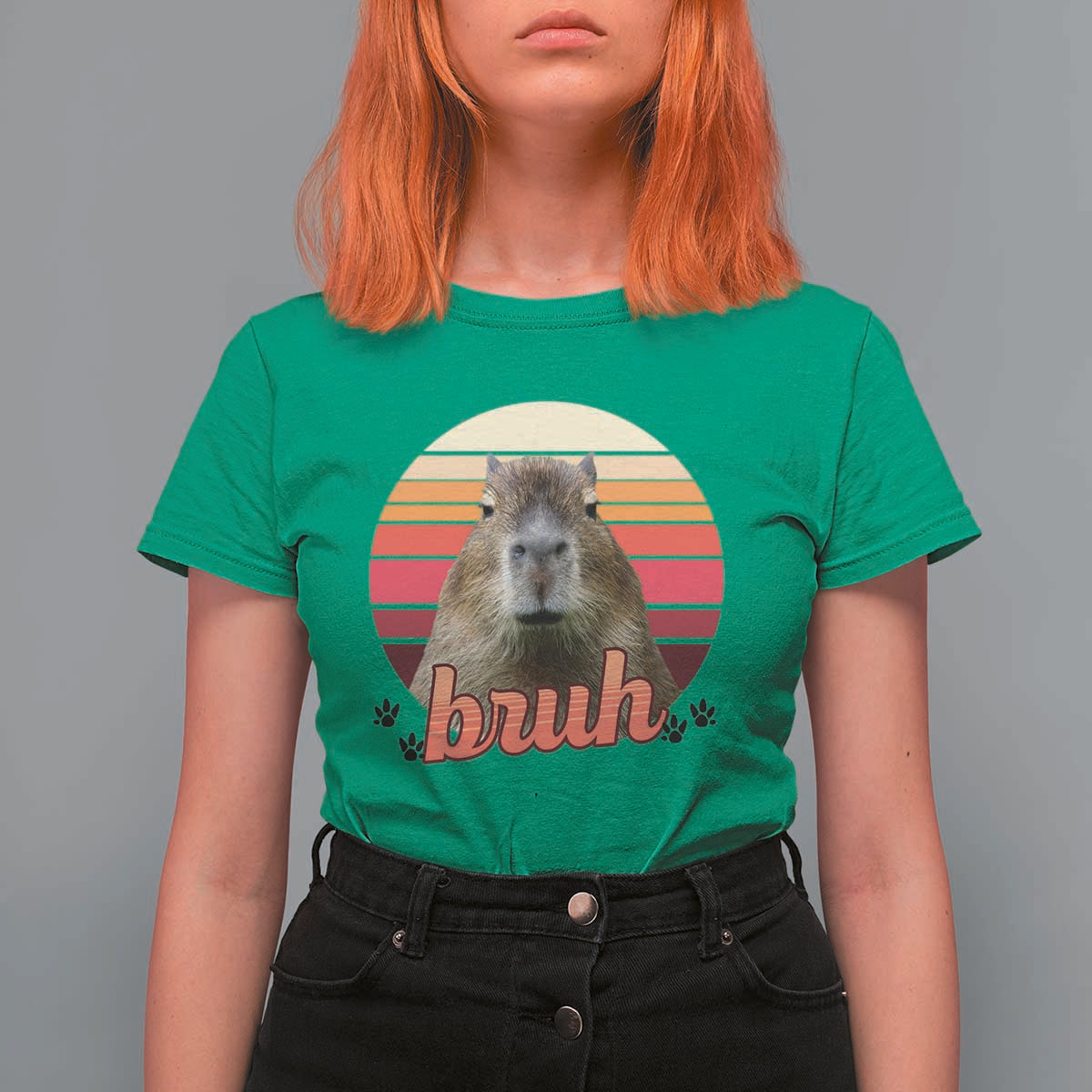 Capybara Lover T Shirt For Women Funny Bruh Meme Animal Humor Gift - Wonder Print Shop
