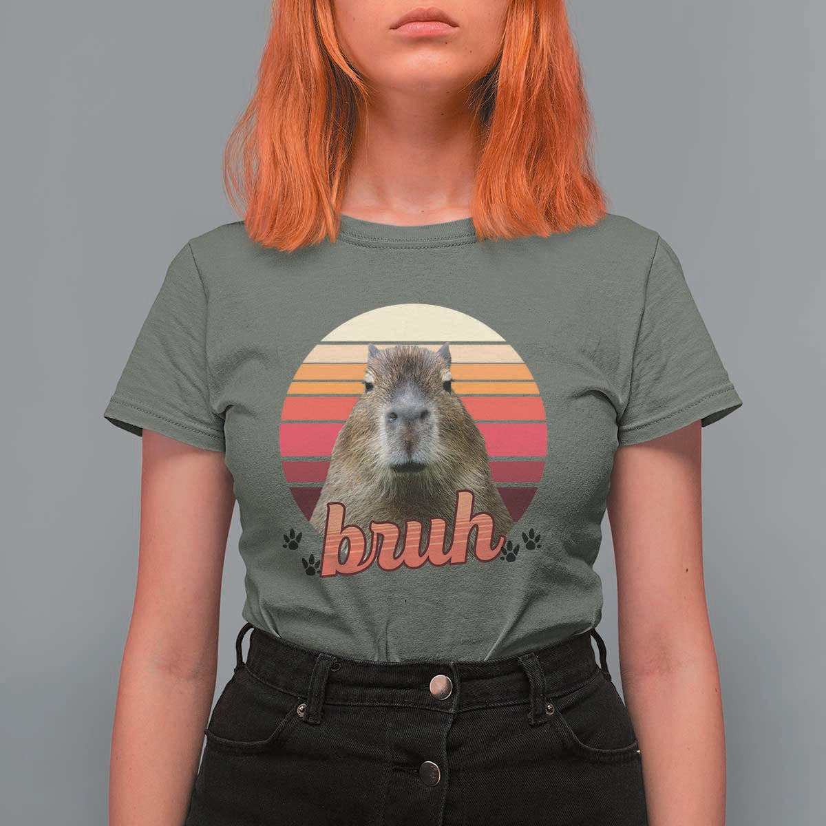Capybara Lover T Shirt For Women Funny Bruh Meme Animal Humor Gift - Wonder Print Shop