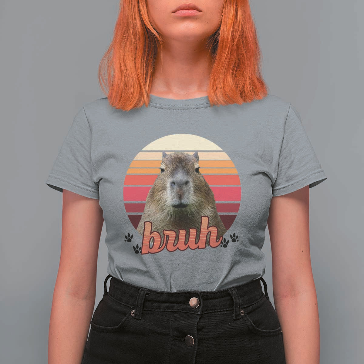 Capybara Lover T Shirt For Women Funny Bruh Meme Animal Humor Gift - Wonder Print Shop