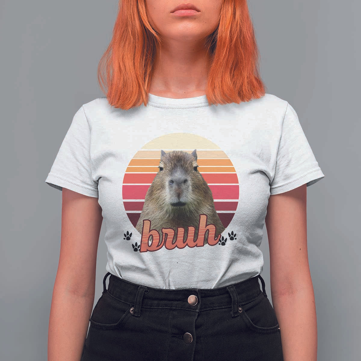 Capybara Lover T Shirt For Women Funny Bruh Meme Animal Humor Gift - Wonder Print Shop