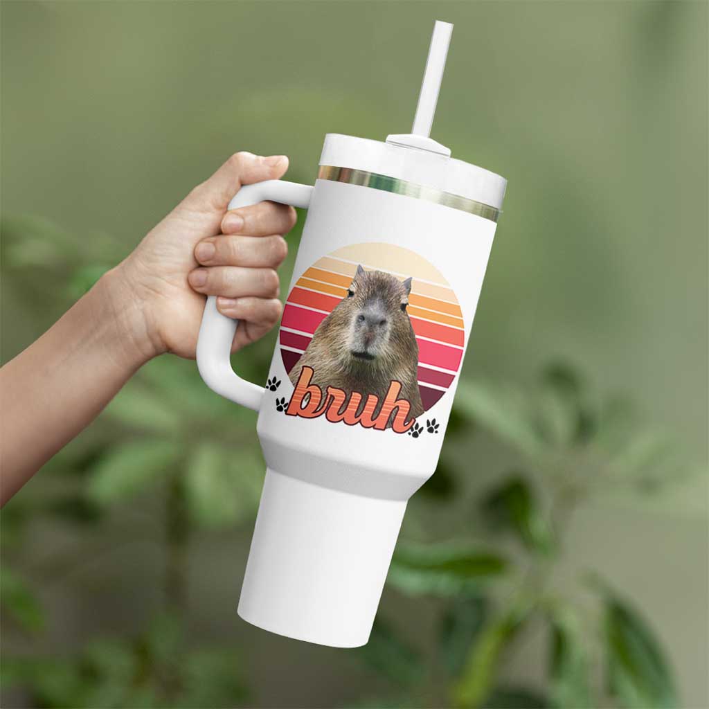 Capybara Lover Tumbler With Handle Funny Bruh Meme Animal Humor Gift