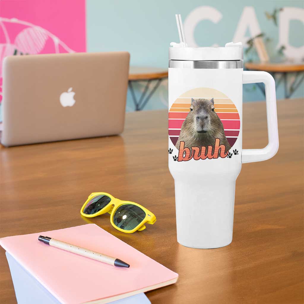 Capybara Lover Tumbler With Handle Funny Bruh Meme Animal Humor Gift
