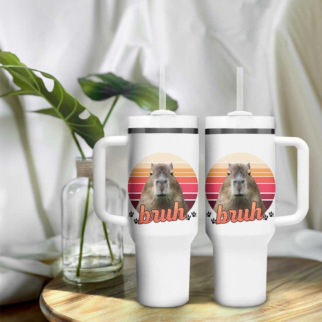 Capybara Lover Tumbler With Handle Funny Bruh Meme Animal Humor Gift