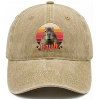 Capybara Lover Washed Cotton Baseball Cap Funny Bruh Meme Animal Humor Gift