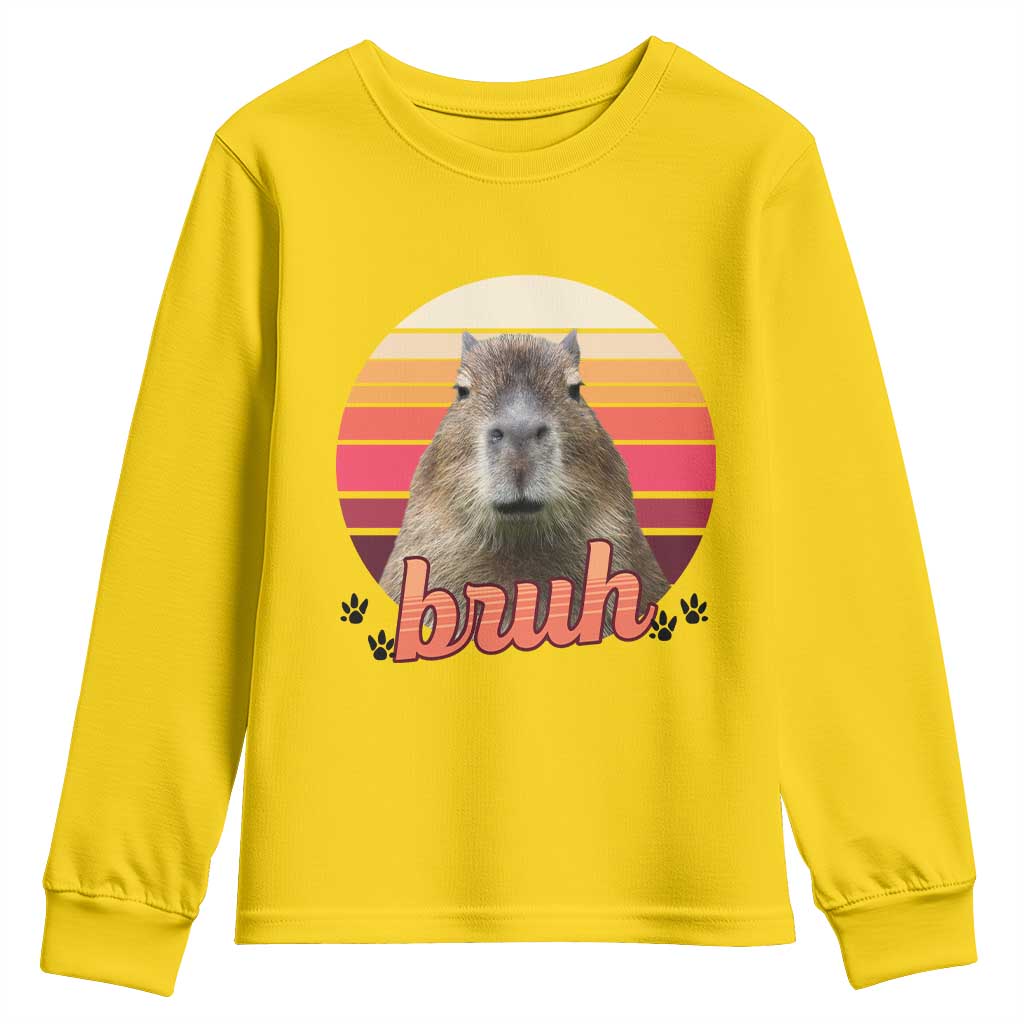 Capybara Lover Youth Sweatshirt Funny Bruh Meme Animal Humor Gift - Wonder Print Shop