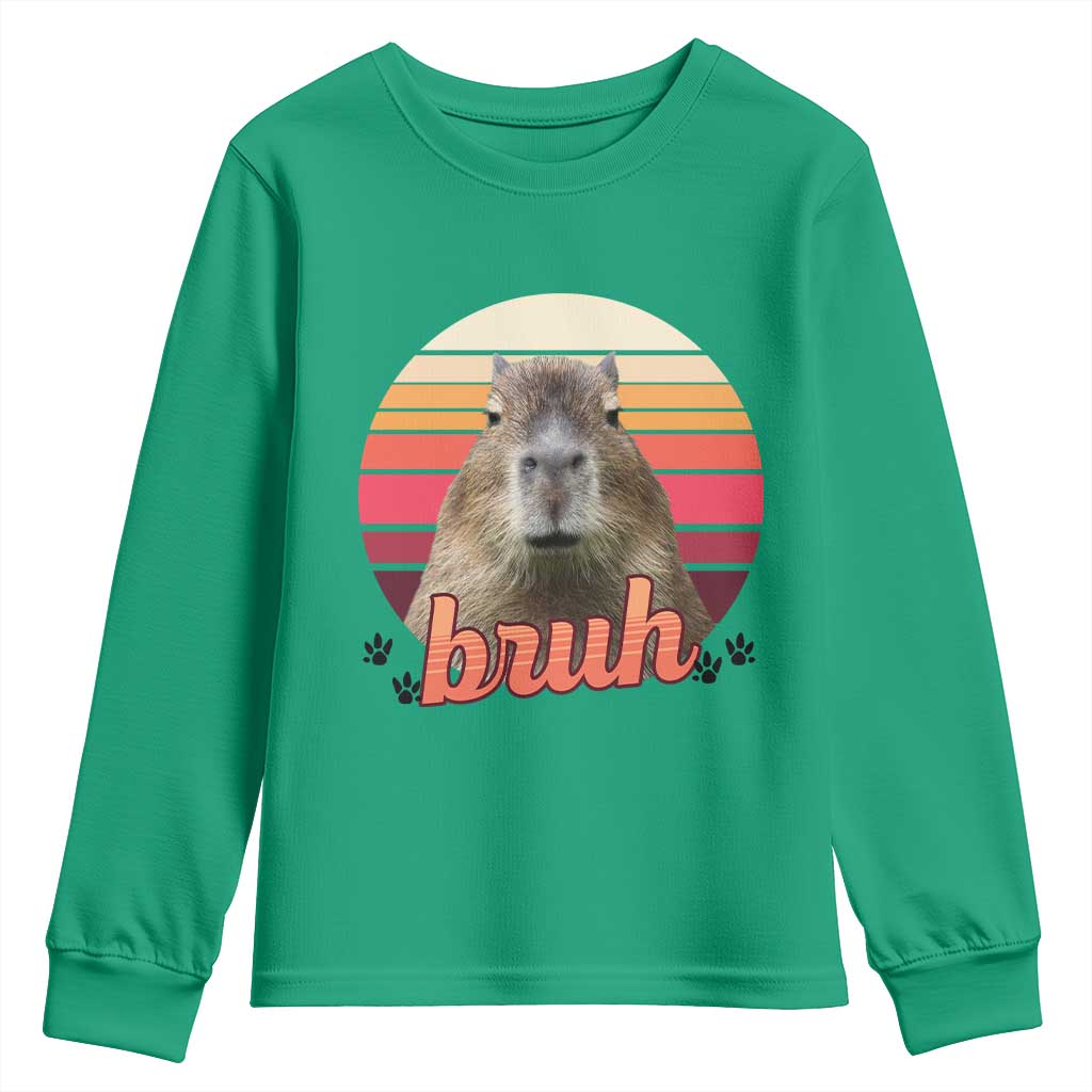 Capybara Lover Youth Sweatshirt Funny Bruh Meme Animal Humor Gift - Wonder Print Shop