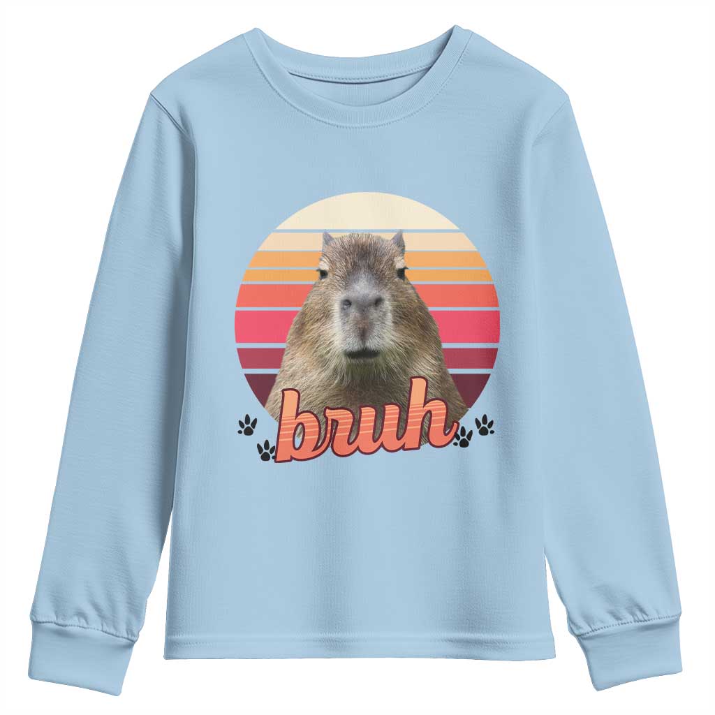 Capybara Lover Youth Sweatshirt Funny Bruh Meme Animal Humor Gift - Wonder Print Shop