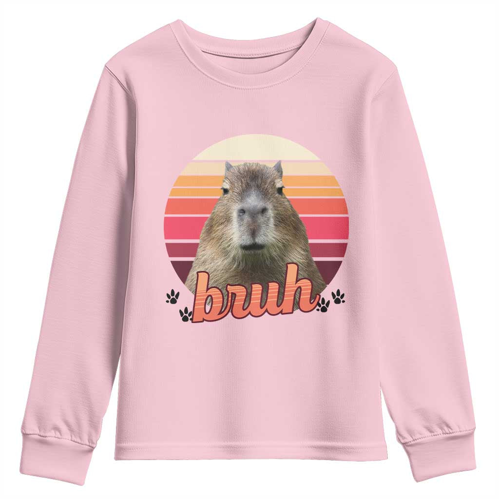 Capybara Lover Youth Sweatshirt Funny Bruh Meme Animal Humor Gift - Wonder Print Shop