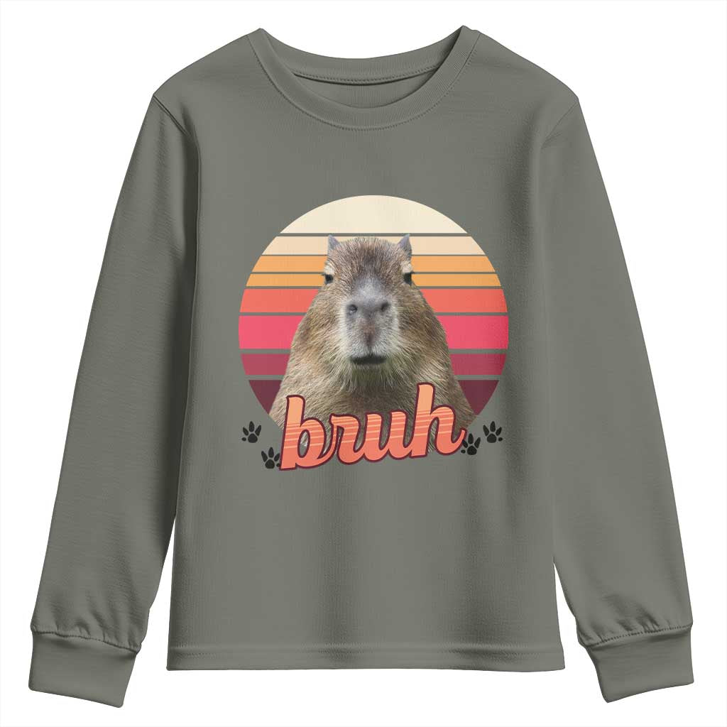 Capybara Lover Youth Sweatshirt Funny Bruh Meme Animal Humor Gift - Wonder Print Shop