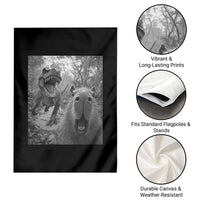 Funny Capybara Selfie With Dinosaur Meme Garden Flag Animal Humor Gift - Wonder Print Shop