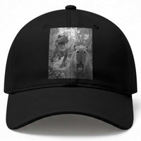 Funny Capybara Selfie With Dinosaur Meme Baseball Cap Animal Humor Gift