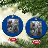 Funny Capybara Selfie With Dinosaur Meme Ceramic Ornament Animal Humor Gift - Wonder Print Shop