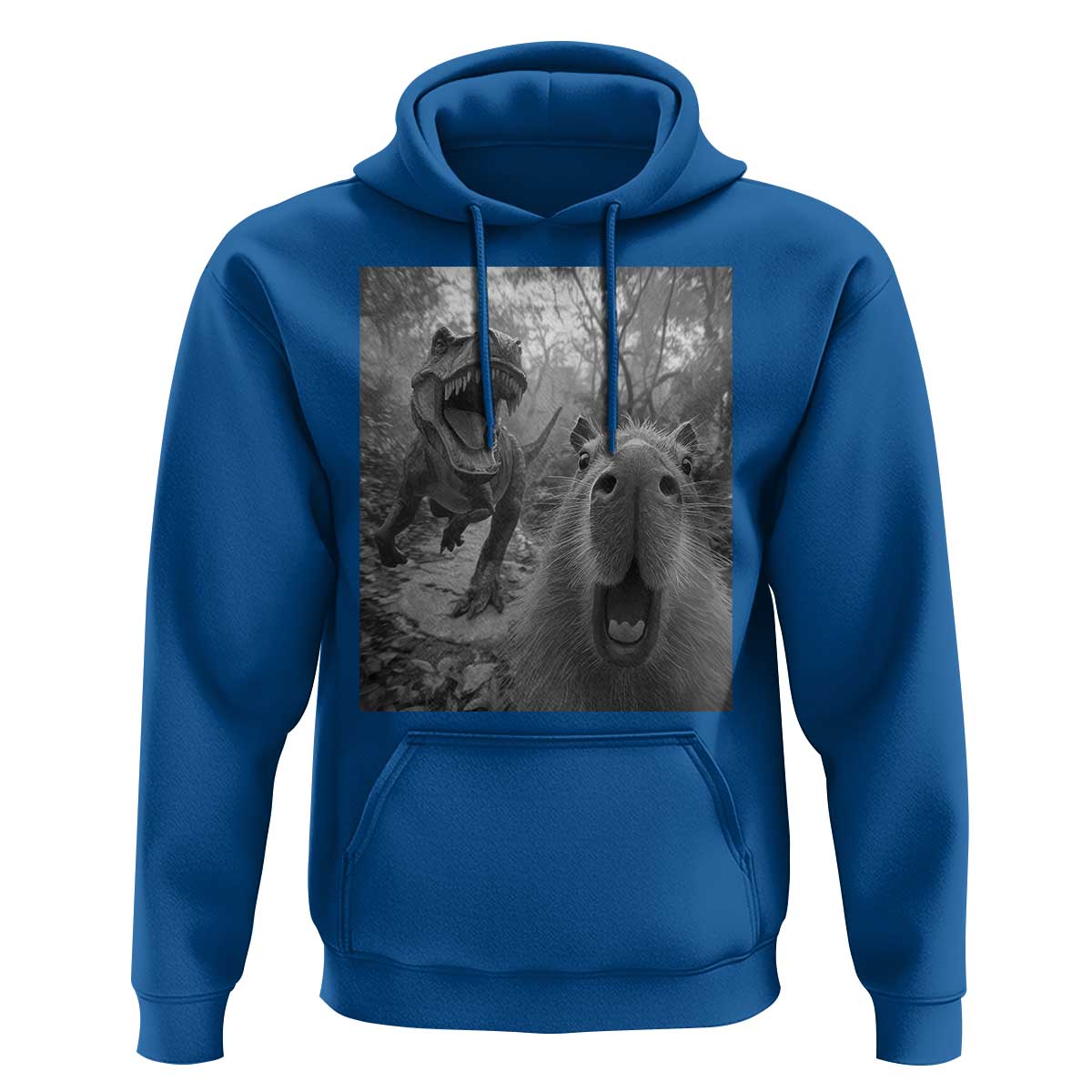 Funny Capybara Selfie With Dinosaur Meme Hoodie Animal Humor Gift - Wonder Print Shop