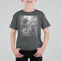 Funny Capybara Selfie With Dinosaur Meme T Shirt For Kid Animal Humor Gift - Wonder Print Shop