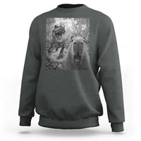 Funny Capybara Selfie With Dinosaur Meme Sweatshirt Animal Humor Gift - Wonder Print Shop