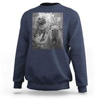 Funny Capybara Selfie With Dinosaur Meme Sweatshirt Animal Humor Gift - Wonder Print Shop