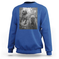 Funny Capybara Selfie With Dinosaur Meme Sweatshirt Animal Humor Gift - Wonder Print Shop