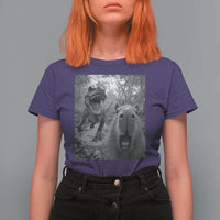 Funny Capybara Selfie With Dinosaur Meme T Shirt For Women Animal Humor Gift - Wonder Print Shop
