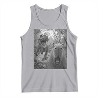 Funny Capybara Selfie With Dinosaur Meme Tank Top Animal Humor Gift - Wonder Print Shop