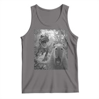 Funny Capybara Selfie With Dinosaur Meme Tank Top Animal Humor Gift - Wonder Print Shop