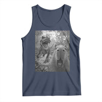 Funny Capybara Selfie With Dinosaur Meme Tank Top Animal Humor Gift - Wonder Print Shop