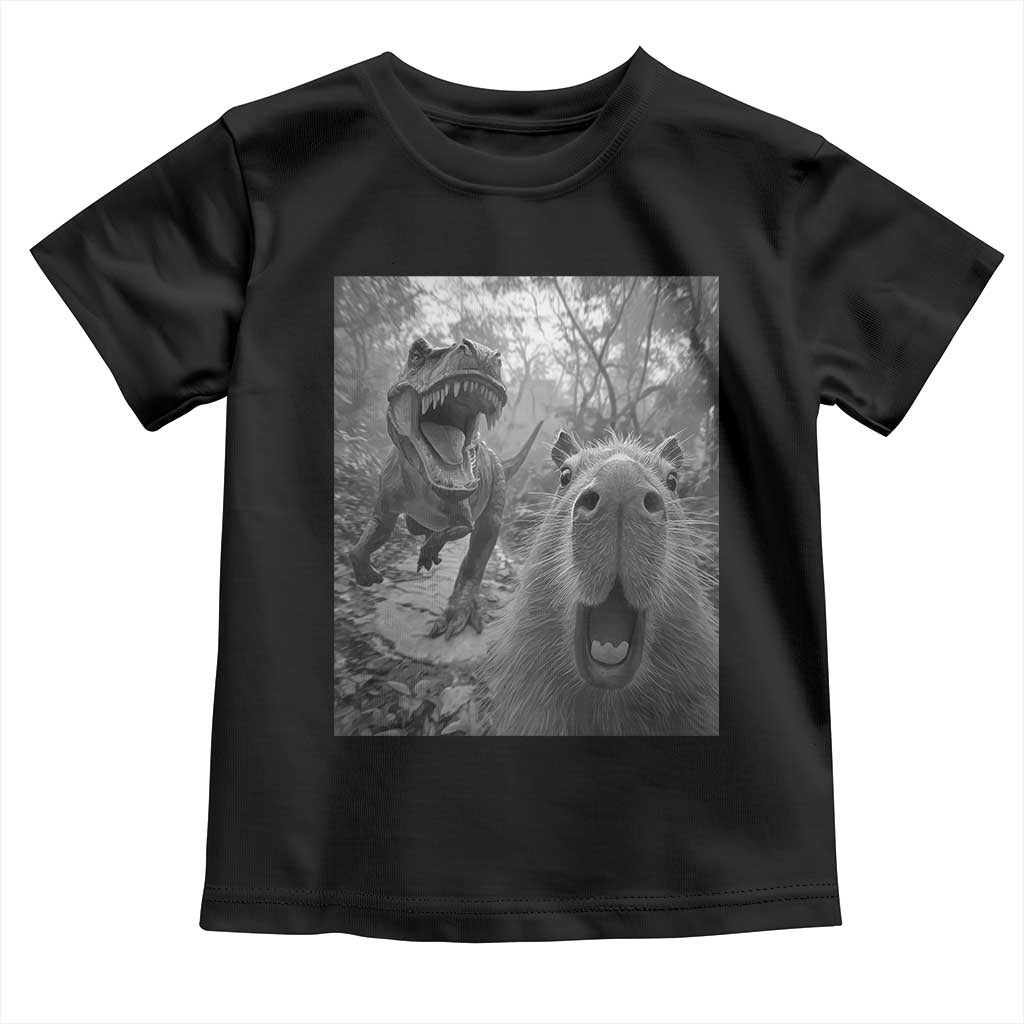 Funny Capybara Selfie With Dinosaur Meme Toddler T Shirt Animal Humor Gift - Wonder Print Shop