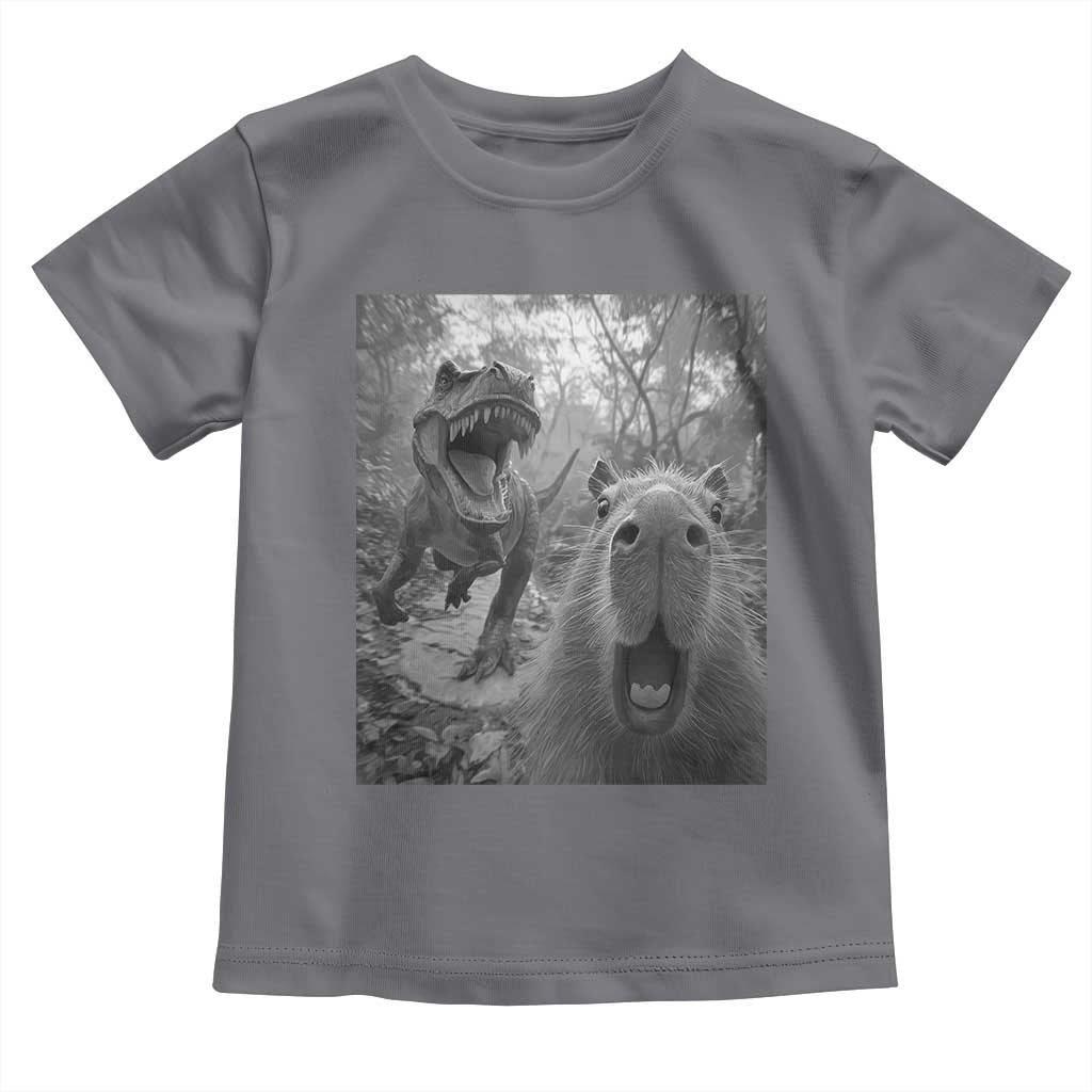 Funny Capybara Selfie With Dinosaur Meme Toddler T Shirt Animal Humor Gift - Wonder Print Shop