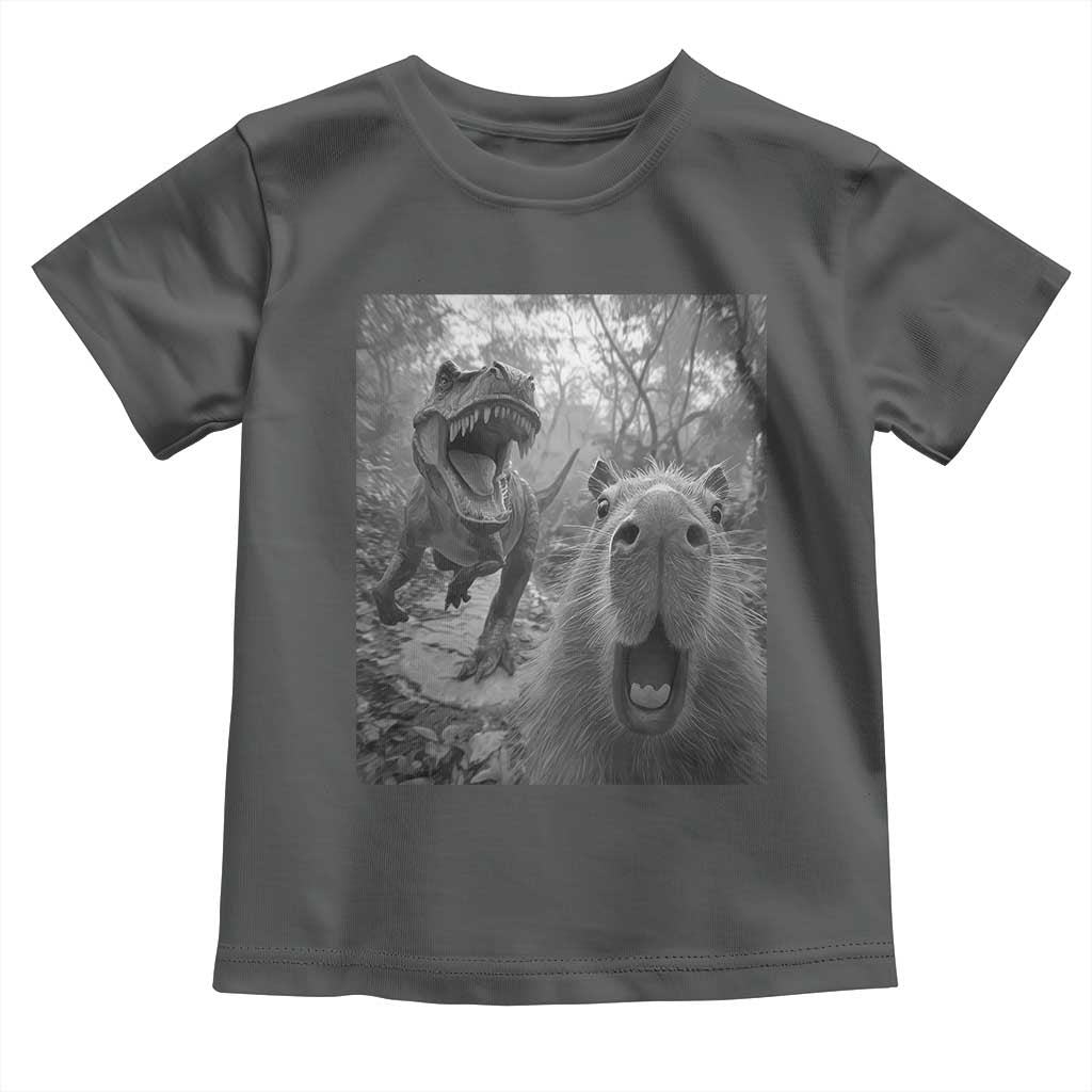 Funny Capybara Selfie With Dinosaur Meme Toddler T Shirt Animal Humor Gift - Wonder Print Shop