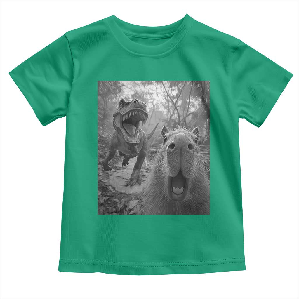 Funny Capybara Selfie With Dinosaur Meme Toddler T Shirt Animal Humor Gift - Wonder Print Shop
