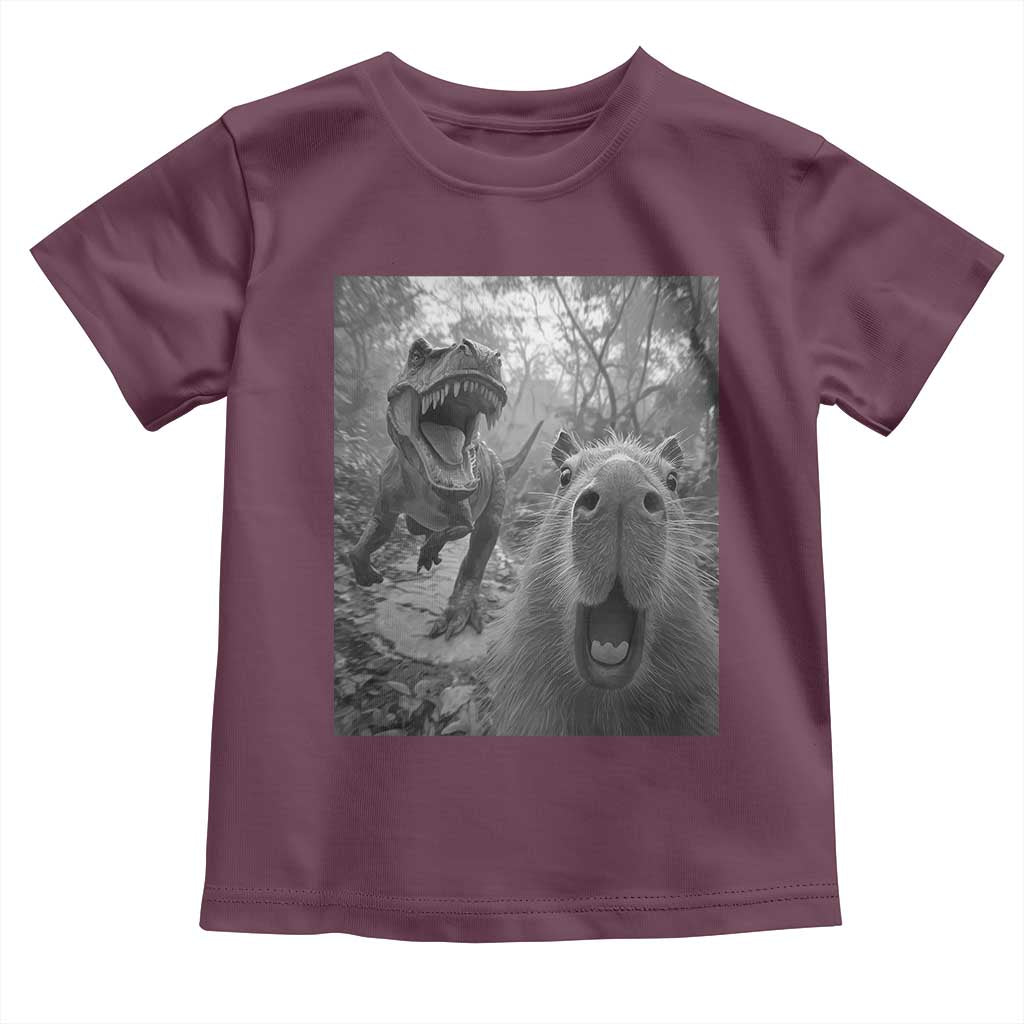 Funny Capybara Selfie With Dinosaur Meme Toddler T Shirt Animal Humor Gift - Wonder Print Shop