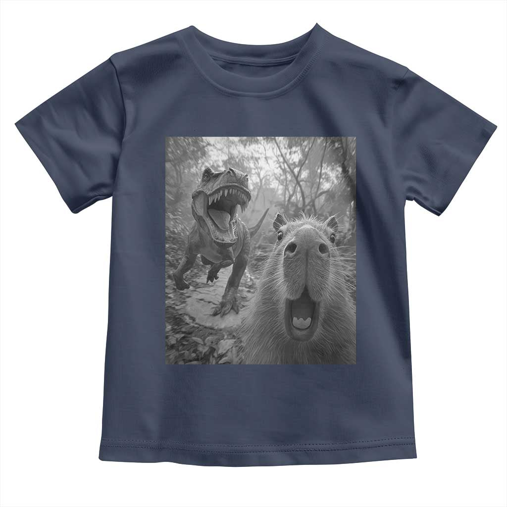 Funny Capybara Selfie With Dinosaur Meme Toddler T Shirt Animal Humor Gift - Wonder Print Shop