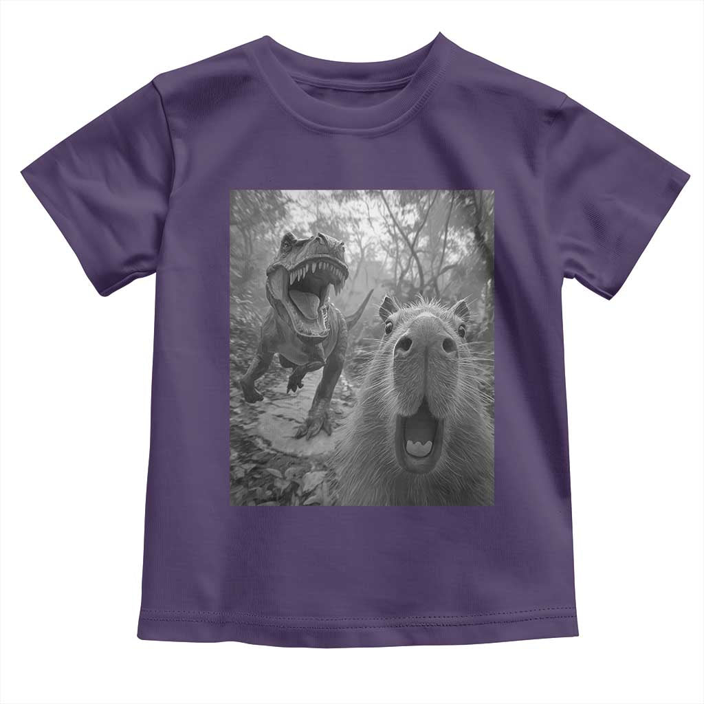 Funny Capybara Selfie With Dinosaur Meme Toddler T Shirt Animal Humor Gift - Wonder Print Shop