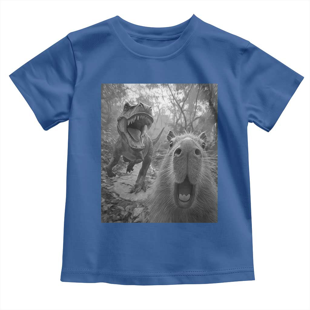 Funny Capybara Selfie With Dinosaur Meme Toddler T Shirt Animal Humor Gift - Wonder Print Shop