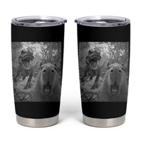 Funny Capybara Selfie With Dinosaur Meme Tumbler Cup Animal Humor Gift