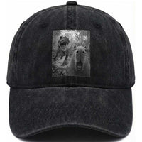 Funny Capybara Selfie With Dinosaur Meme Washed Cotton Baseball Cap Animal Humor Gift